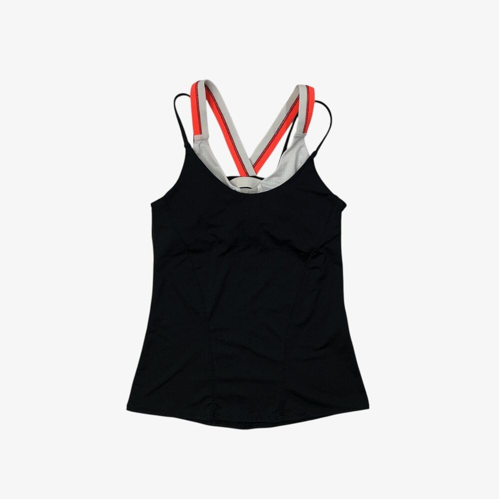 Lucky In Love Tank Top Womens XS Extra Small Black Shelf Bra Quick Dry Strappy